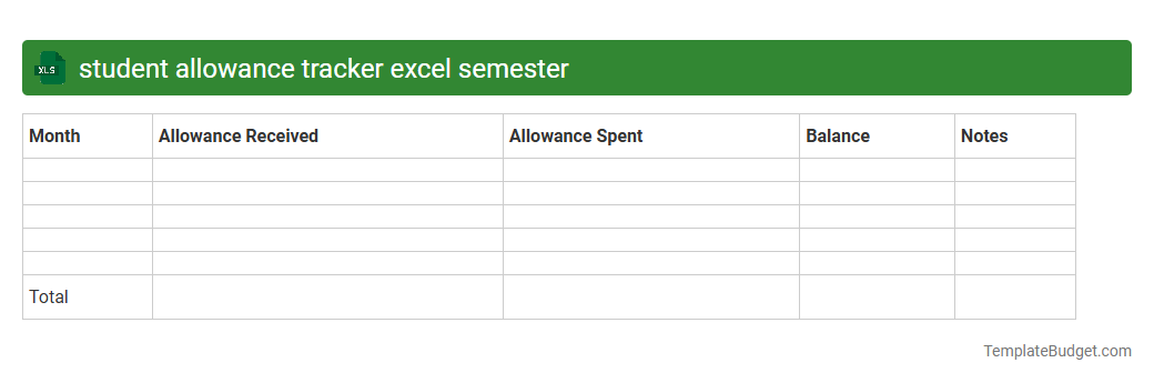 student allowance tracker excel semester