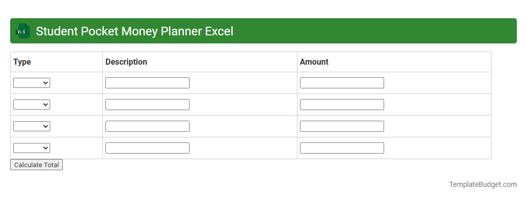 Student Pocket Money Planner Excel