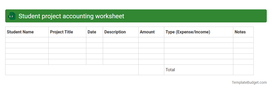 Student project accounting worksheet