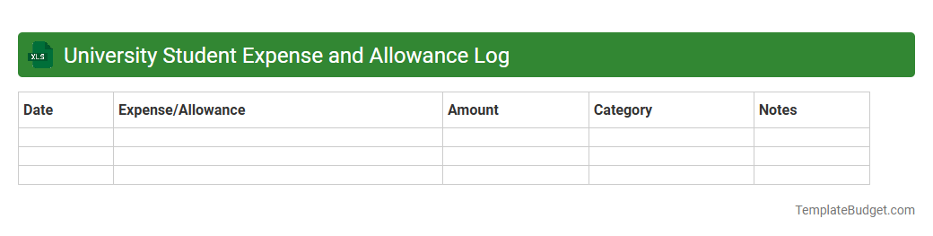 University Student Expense and Allowance Log