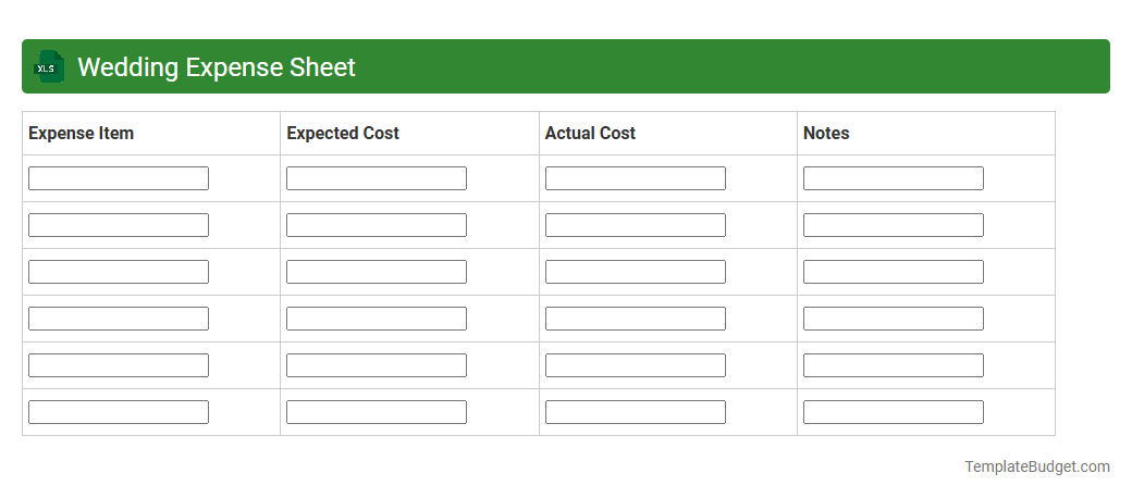 Wedding Expense Sheet