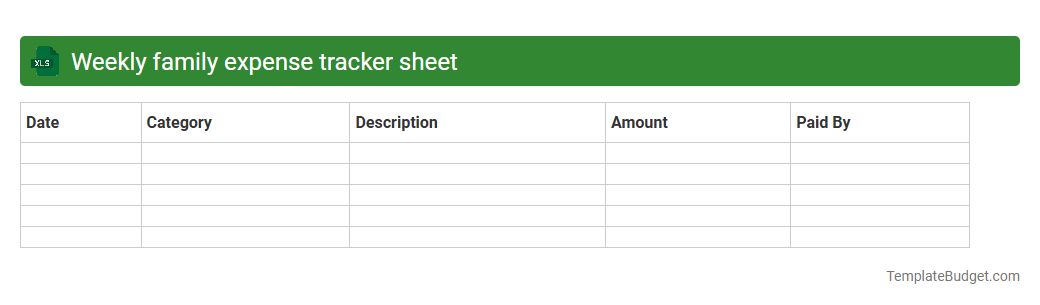 Weekly family expense tracker sheet