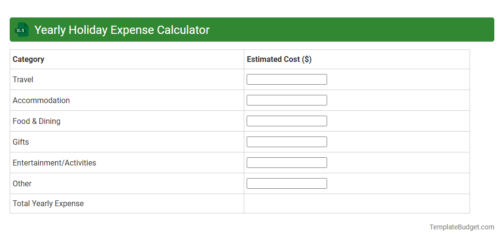 Yearly Holiday Expense Calculator