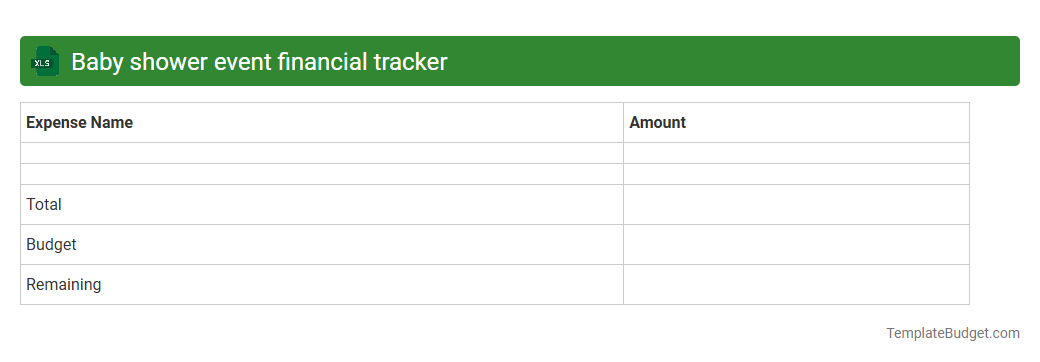 Baby shower event financial tracker