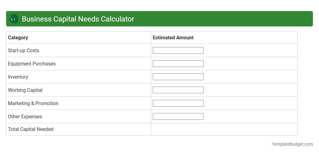 Business Capital Needs Calculator