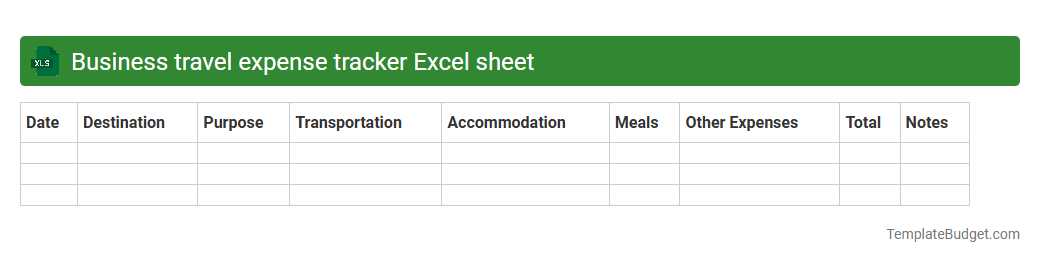 Business travel expense tracker Excel sheet