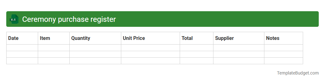 Ceremony purchase register