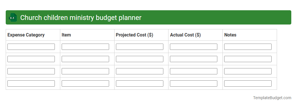 Church children ministry budget planner
