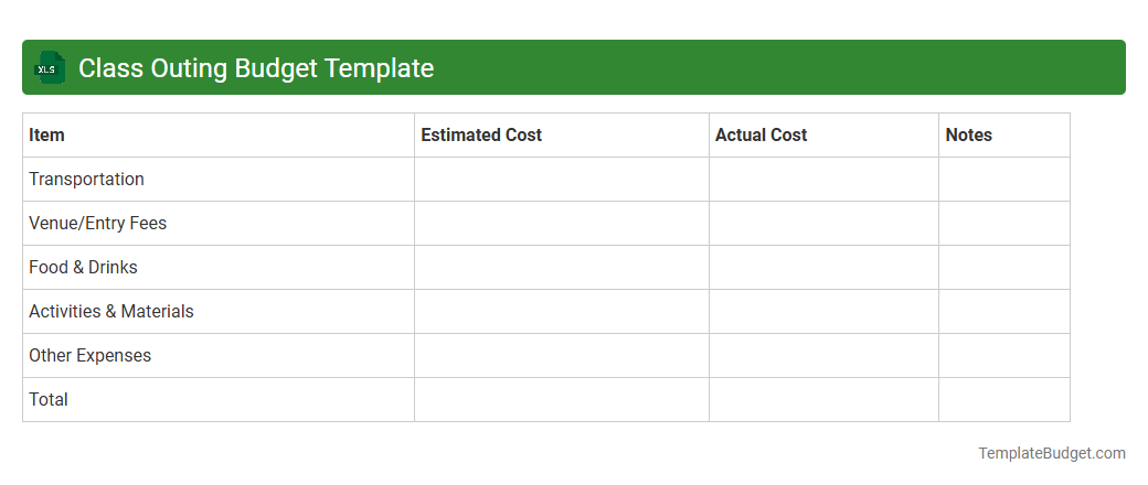 Class Outing Budget Template