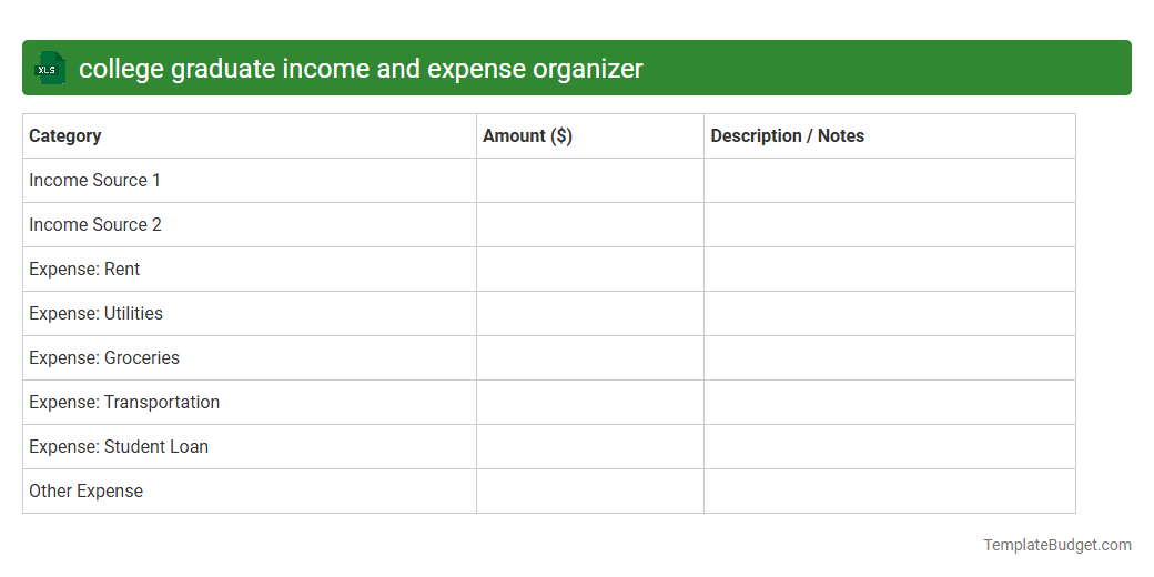 college graduate income and expense organizer