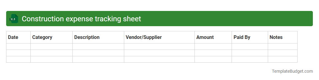 Construction expense tracking sheet