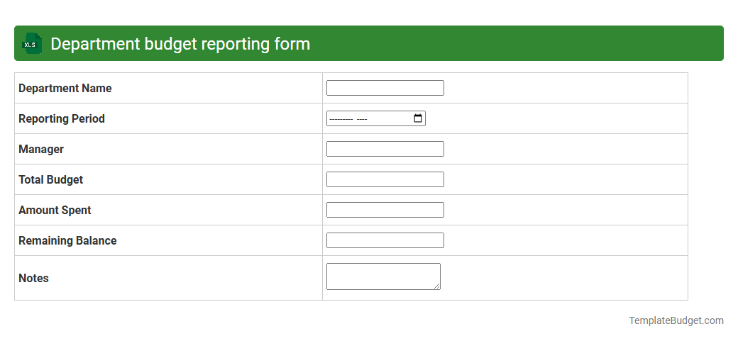 Department budget reporting form