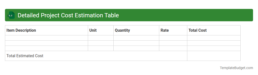Detailed Project Cost Estimation Table