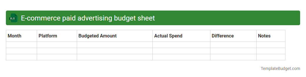 E-commerce paid advertising budget sheet
