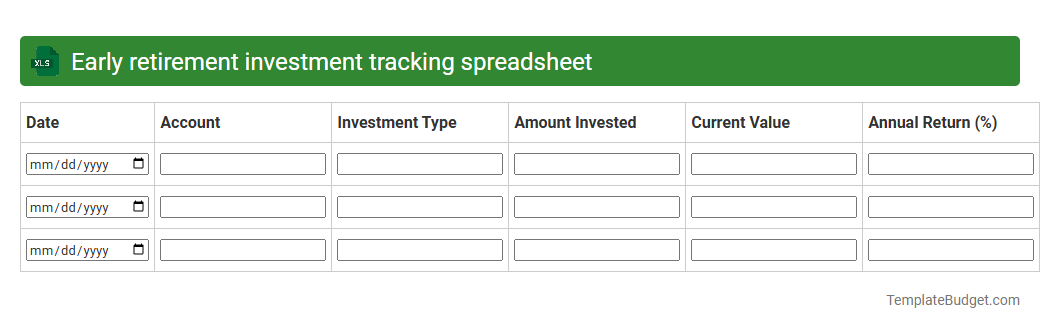 Early retirement investment tracking spreadsheet