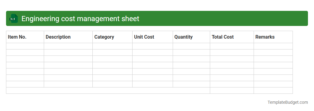Engineering cost management sheet