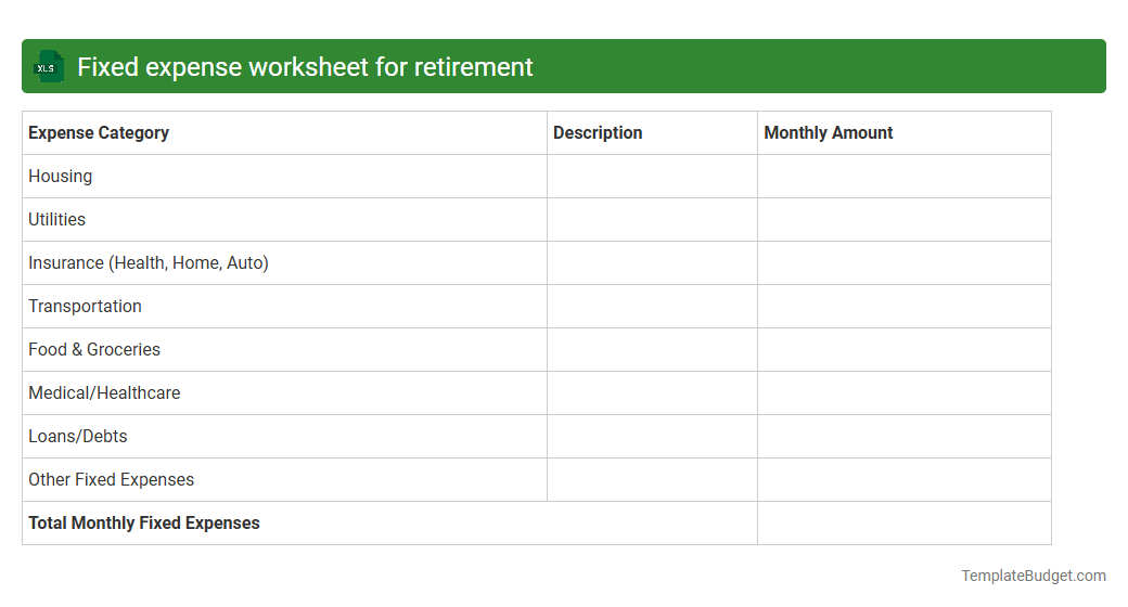 Fixed expense worksheet for retirement