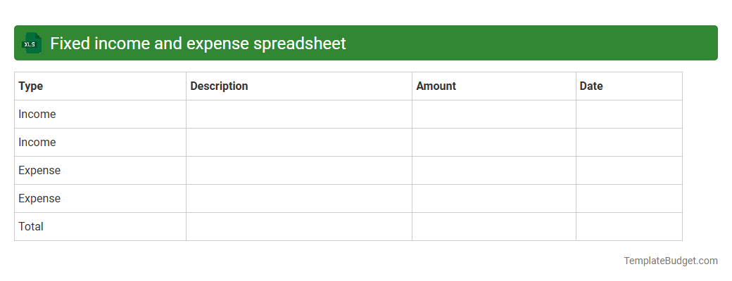 Fixed income and expense spreadsheet