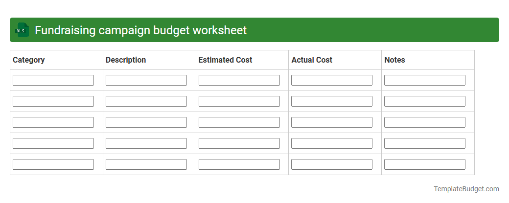 Fundraising campaign budget worksheet