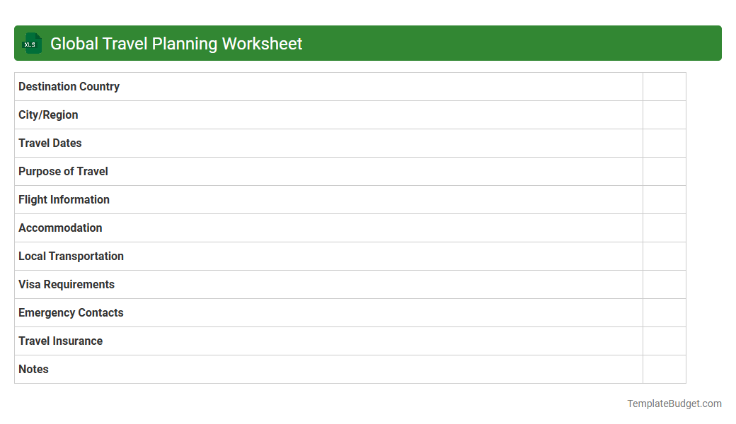 Global Travel Planning Worksheet