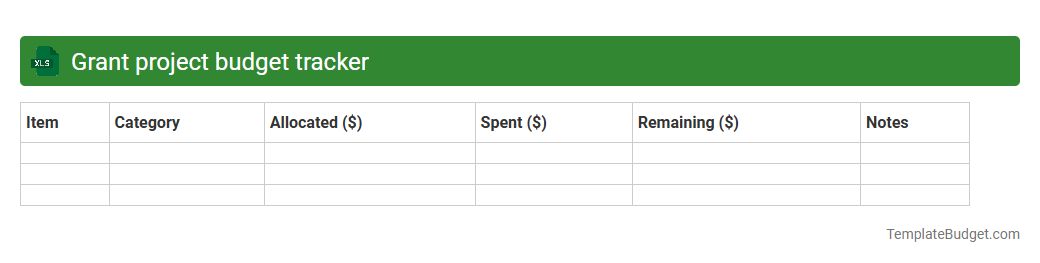 Grant project budget tracker