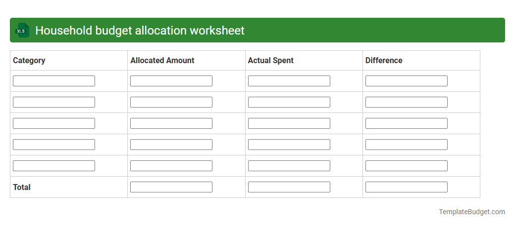 Household budget allocation worksheet