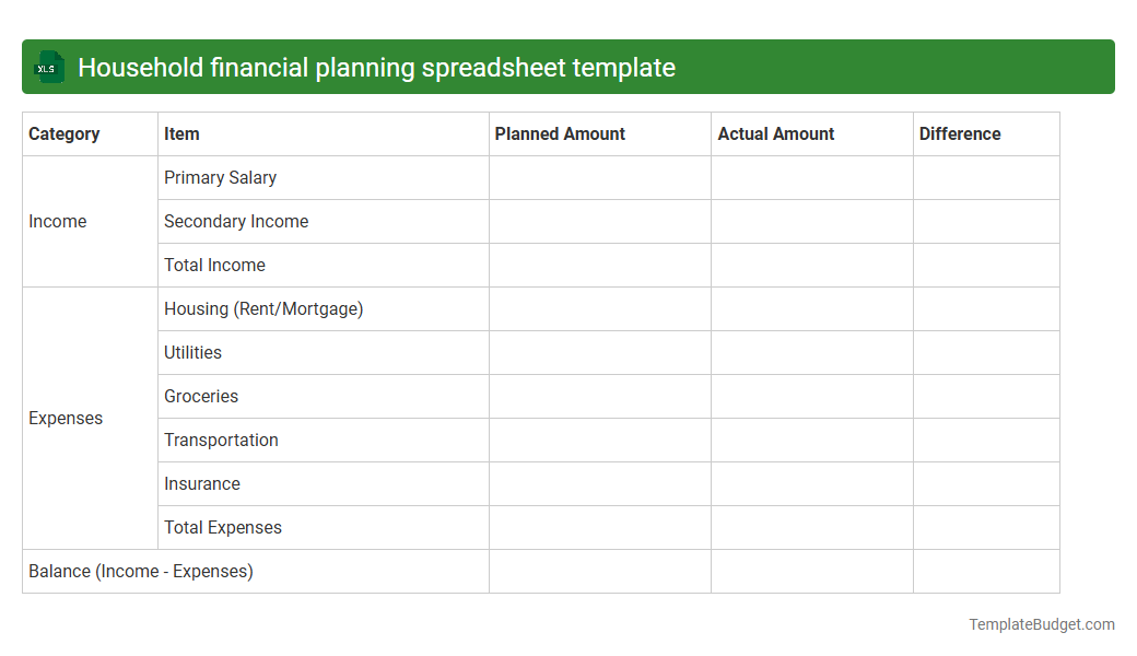 Household financial planning spreadsheet template