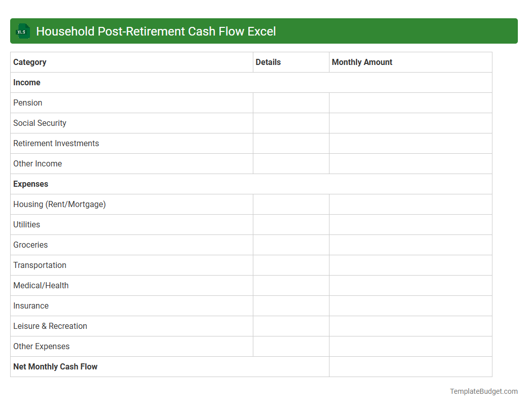 Household Post-Retirement Cash Flow Excel