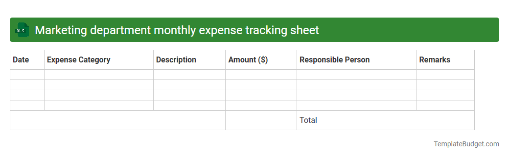 Marketing department monthly expense tracking sheet