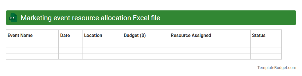 Marketing event resource allocation Excel file