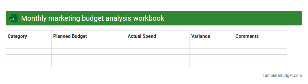 Monthly marketing budget analysis workbook