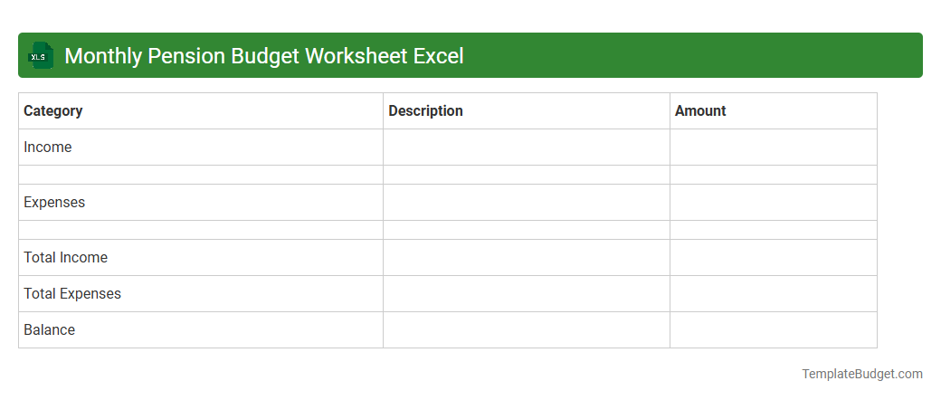 Monthly Pension Budget Worksheet Excel