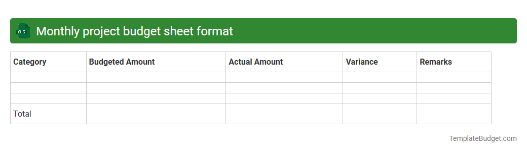 Monthly project budget sheet format