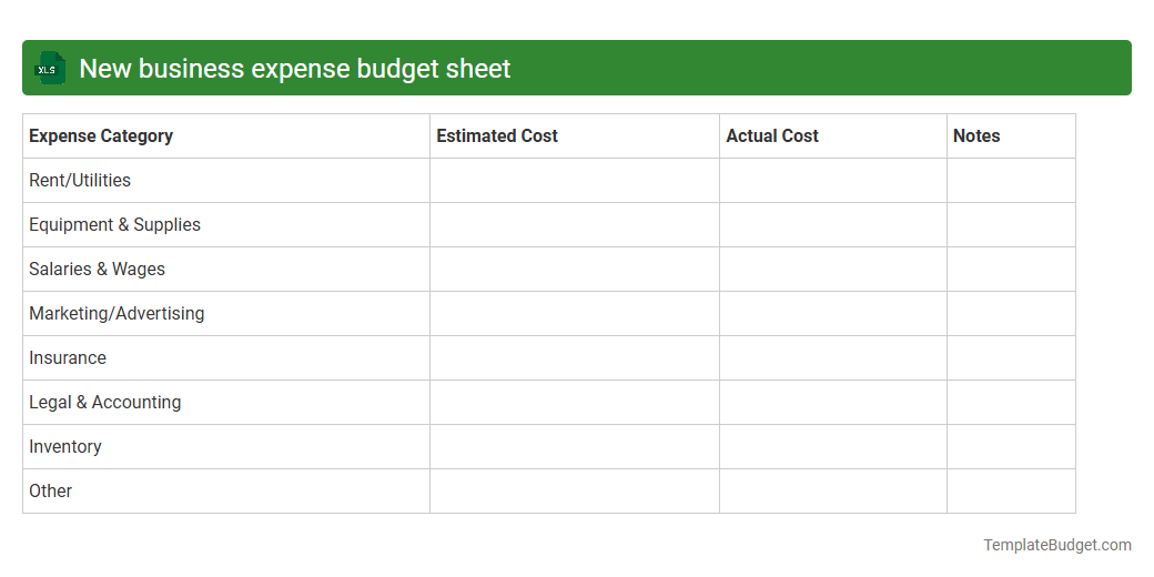 New business expense budget sheet