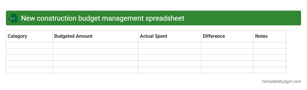 New construction budget management spreadsheet