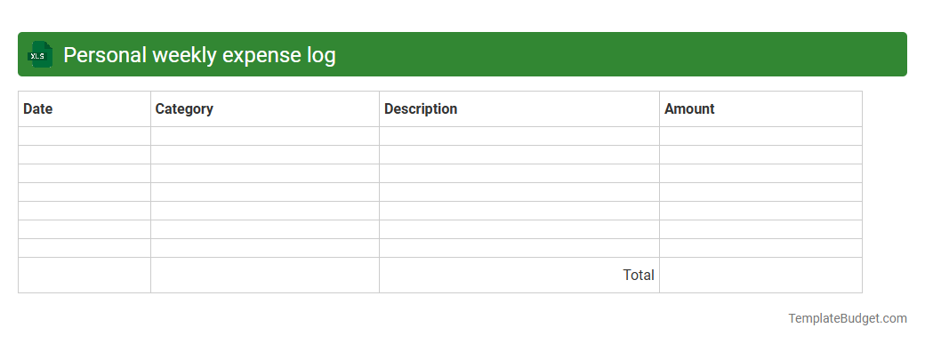 Personal weekly expense log