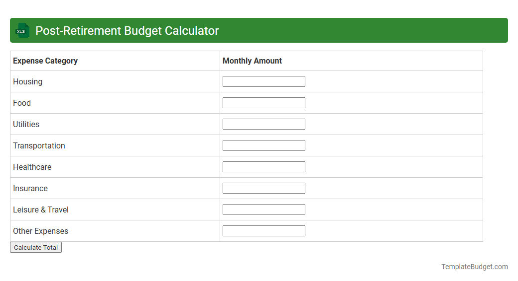 Post-Retirement Budget Calculator