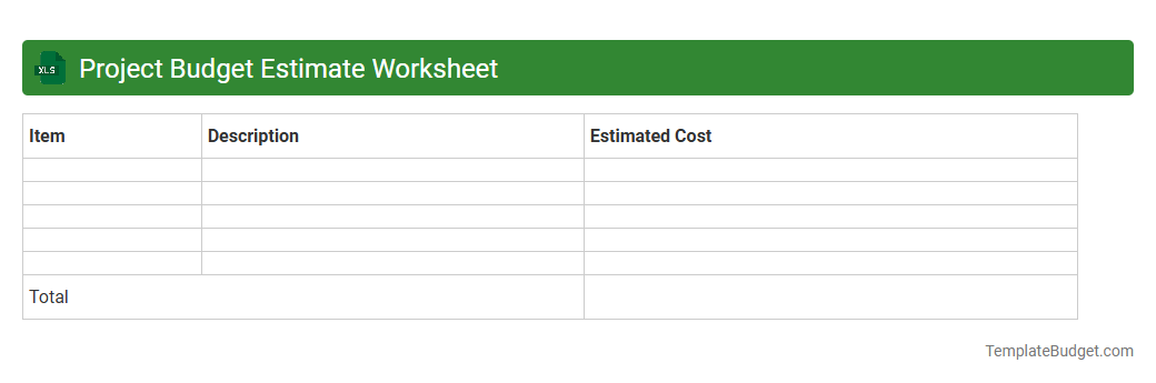 Project Budget Estimate Worksheet