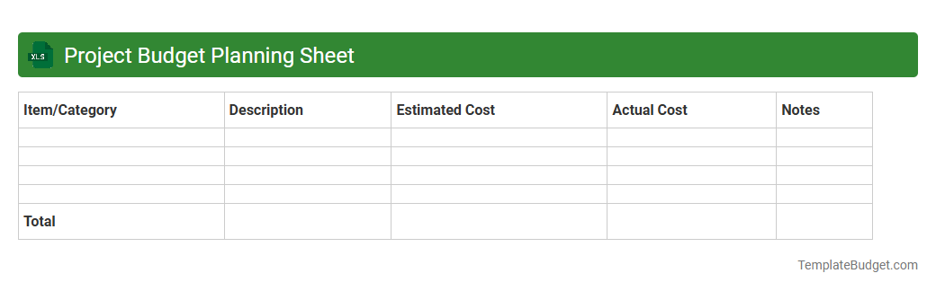 Project Budget Planning Sheet
