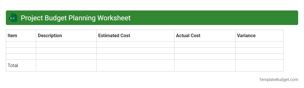 Project Budget Planning Worksheet