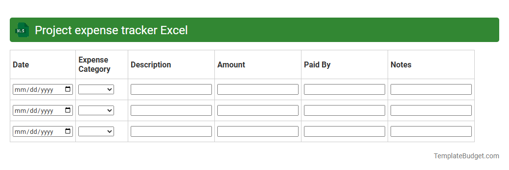 Project expense tracker Excel