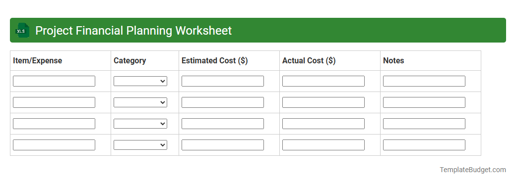 Project Financial Planning Worksheet