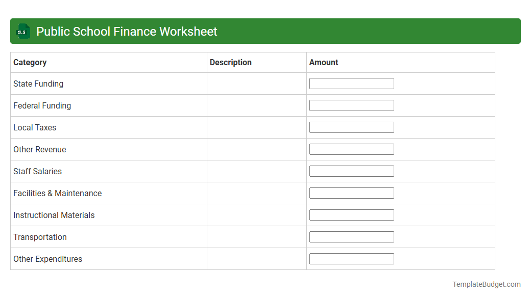 Public School Finance Worksheet