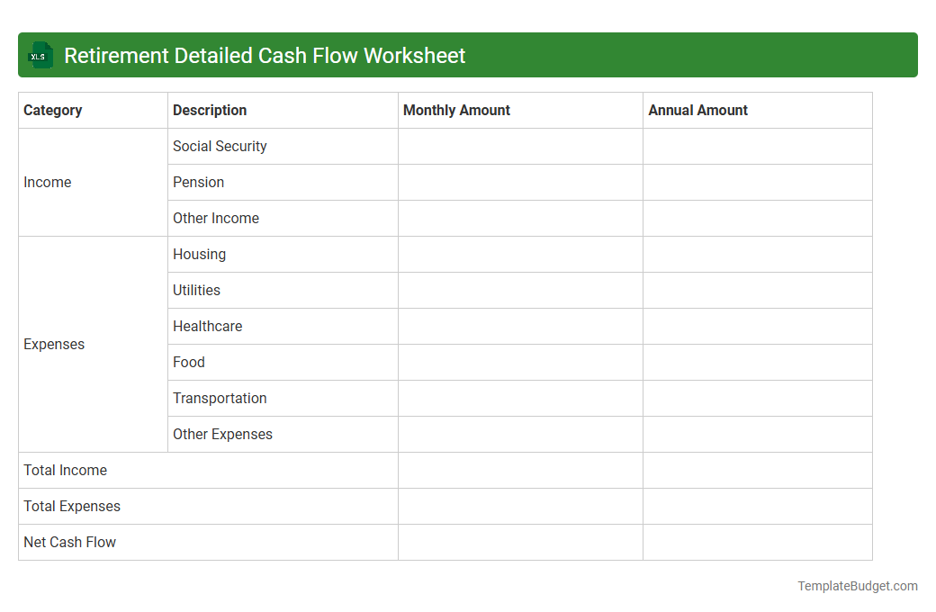 Retirement Detailed Cash Flow Worksheet