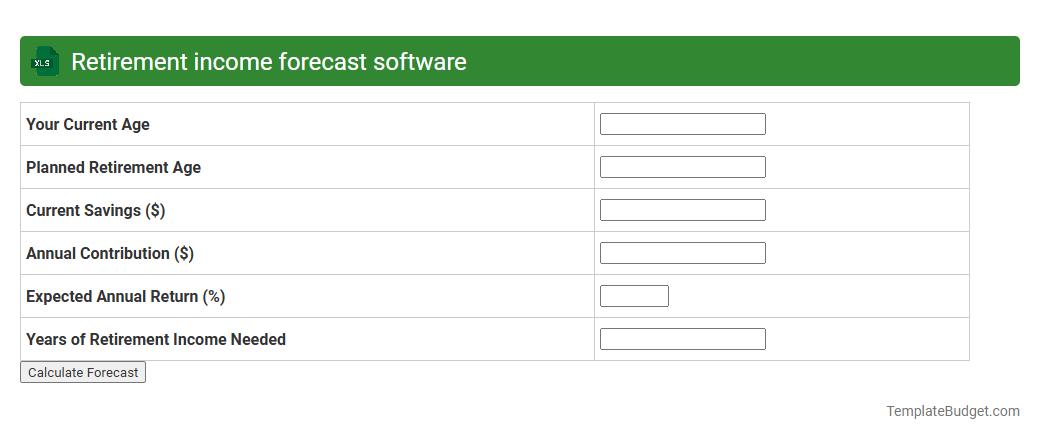 Retirement income forecast software