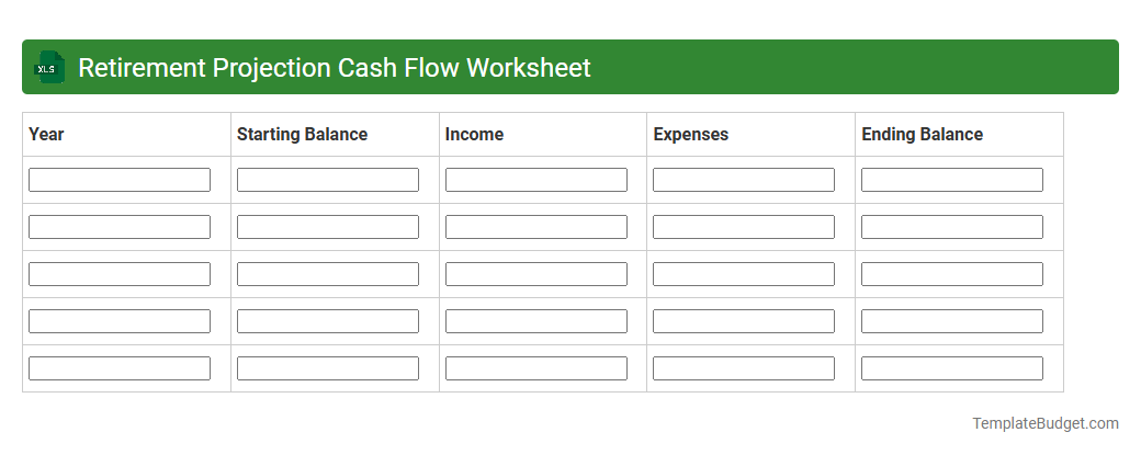 Retirement Projection Cash Flow Worksheet