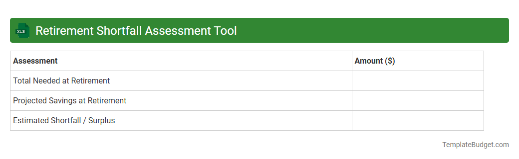 Retirement Shortfall Assessment Tool