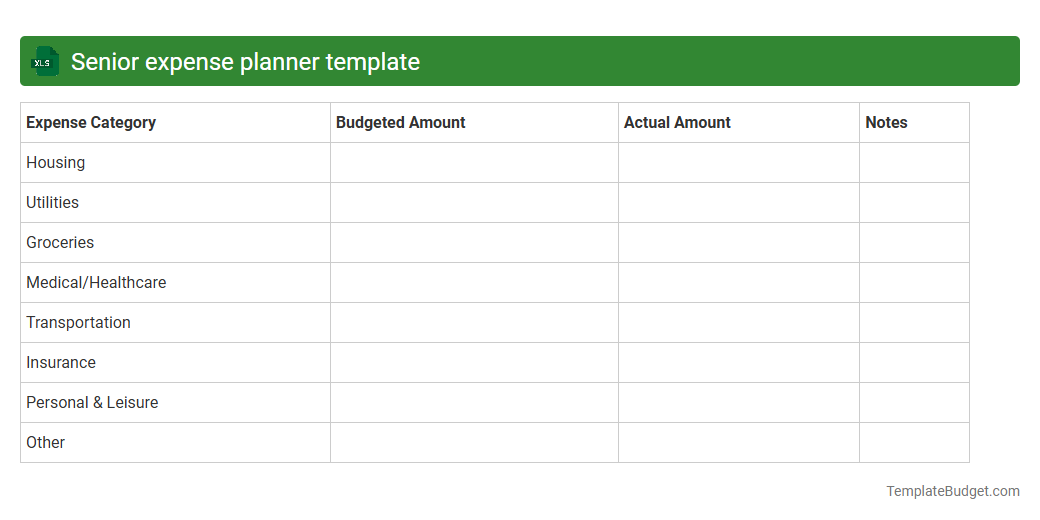 Senior expense planner template