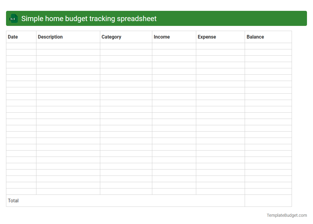 Simple home budget tracking spreadsheet