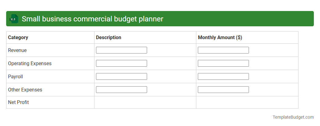 Small business commercial budget planner